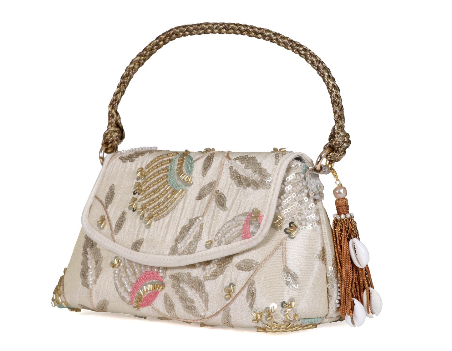 Step back in time with this charming vintage-inspired clutch, featuring a classic design and a touch of nostalgia. You can carry this beautiful clutch with every outfit!
Size
Length: 9 inches
Height: 5 inches
Height : with handle : 9 inches
Width : 3 inches
Material : Embroidered silk
Inclusions
1 long gold chain to carry on shoulder
Overlapping closure
Tassels