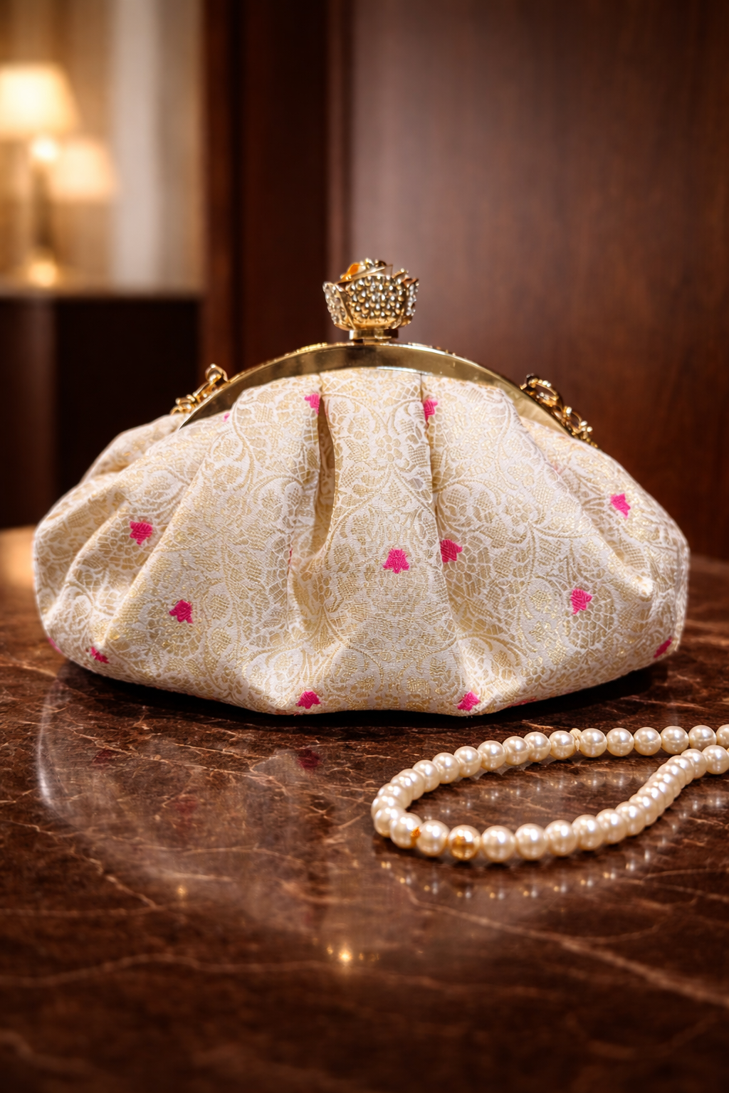 Potli Clutch with pink accents