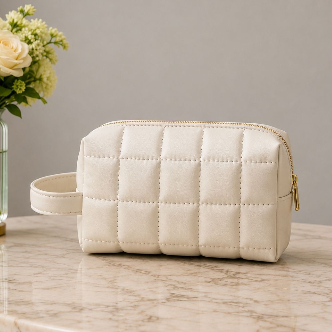 Beige Makeup Pouch