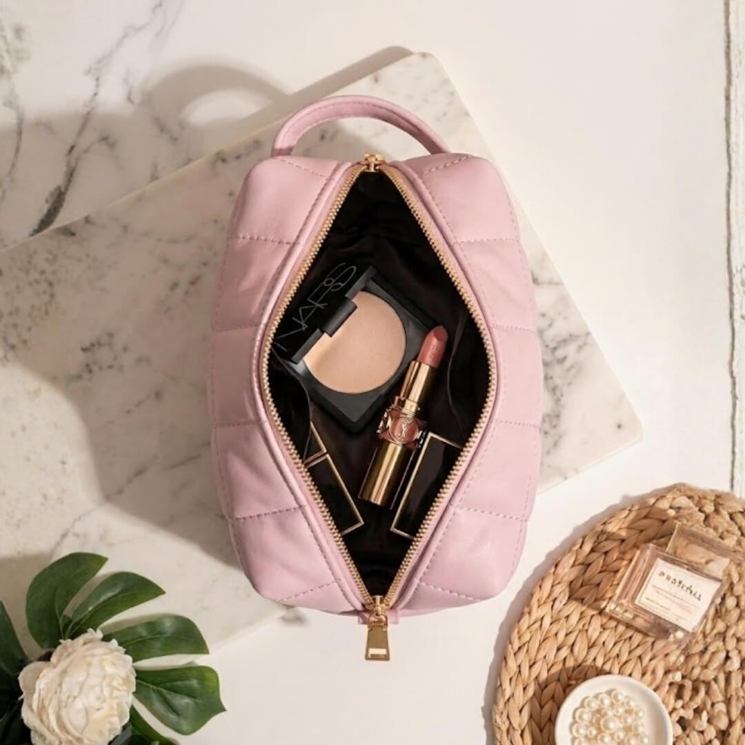 Pastel Pink Makeup Pouch