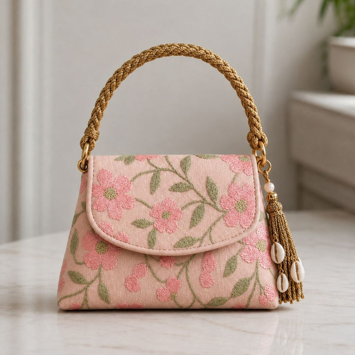 Elegant Tassel Clutch - Sequined Pink