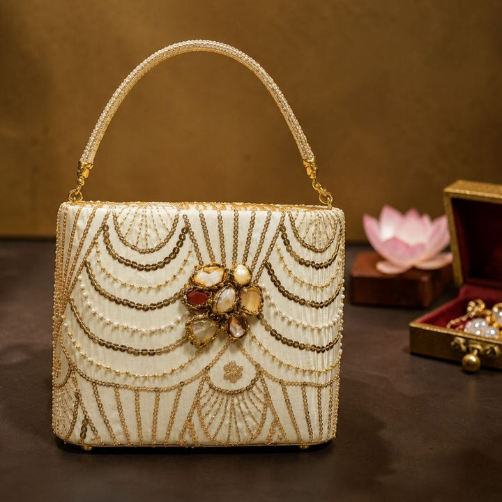 Crystal Encrusted Pearl Clutch