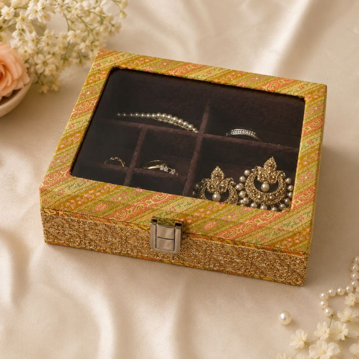 Brocade Earring  Box Yellow