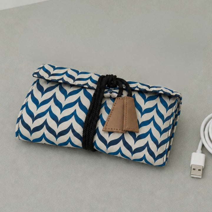 Blue Organizer for USB cables, chargers, electronic accessories