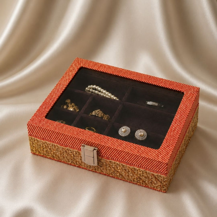 Brocade Earring  Box Peach