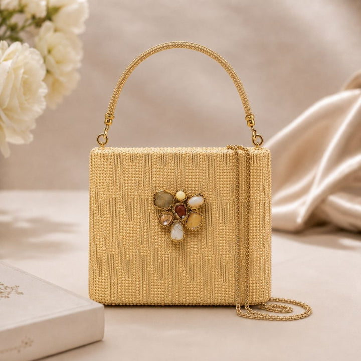 Crystal Encrusted Gold Clutch