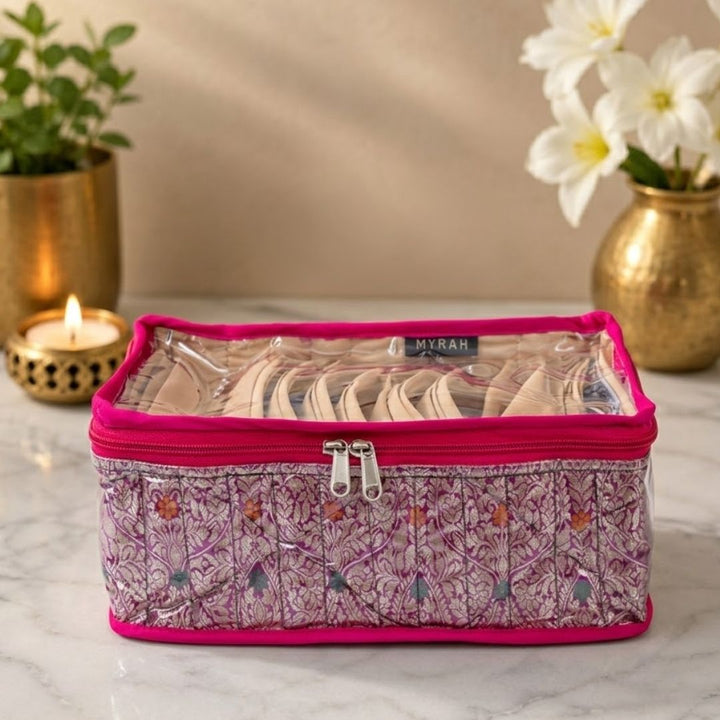 Partitioned Jewellery Organiser With Pouches (Purple)