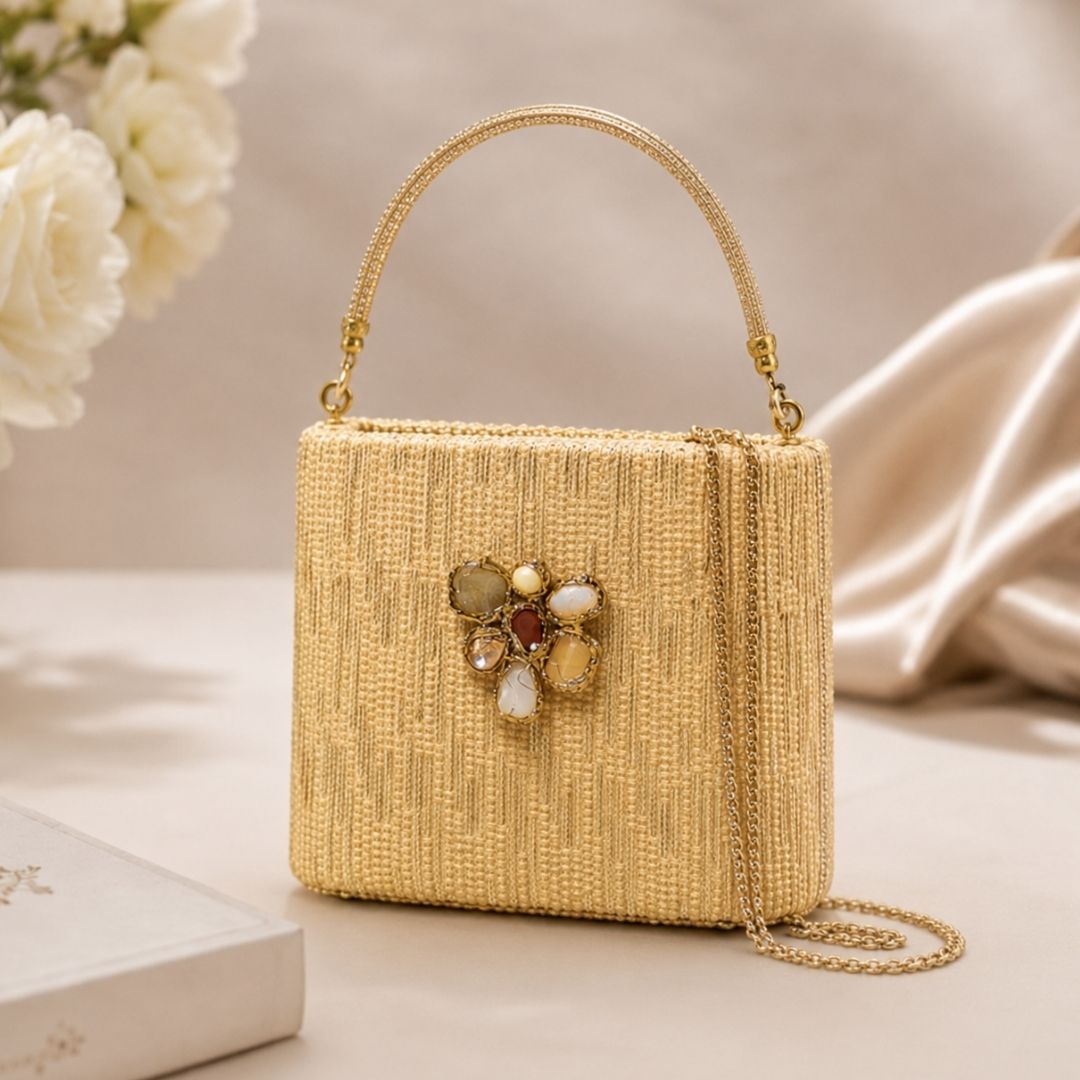 Crystal Encrusted Gold Clutch