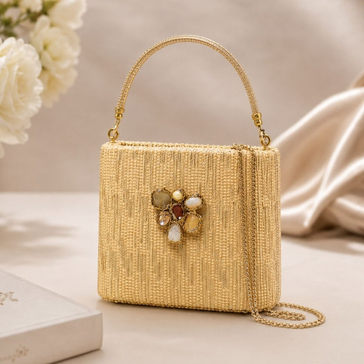 Crystal Encrusted Gold Clutch