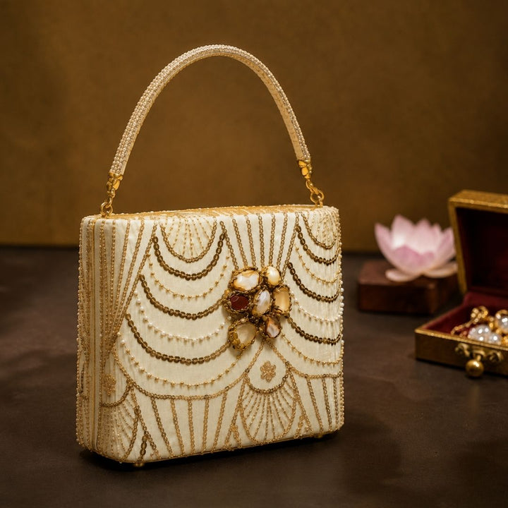 Crystal Encrusted Pearl Clutch