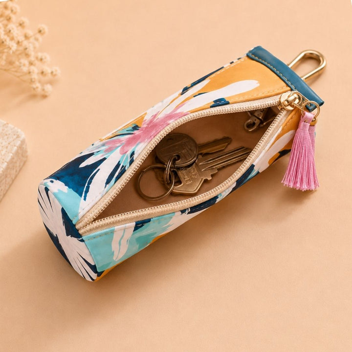 Floral Blue Key Pouch