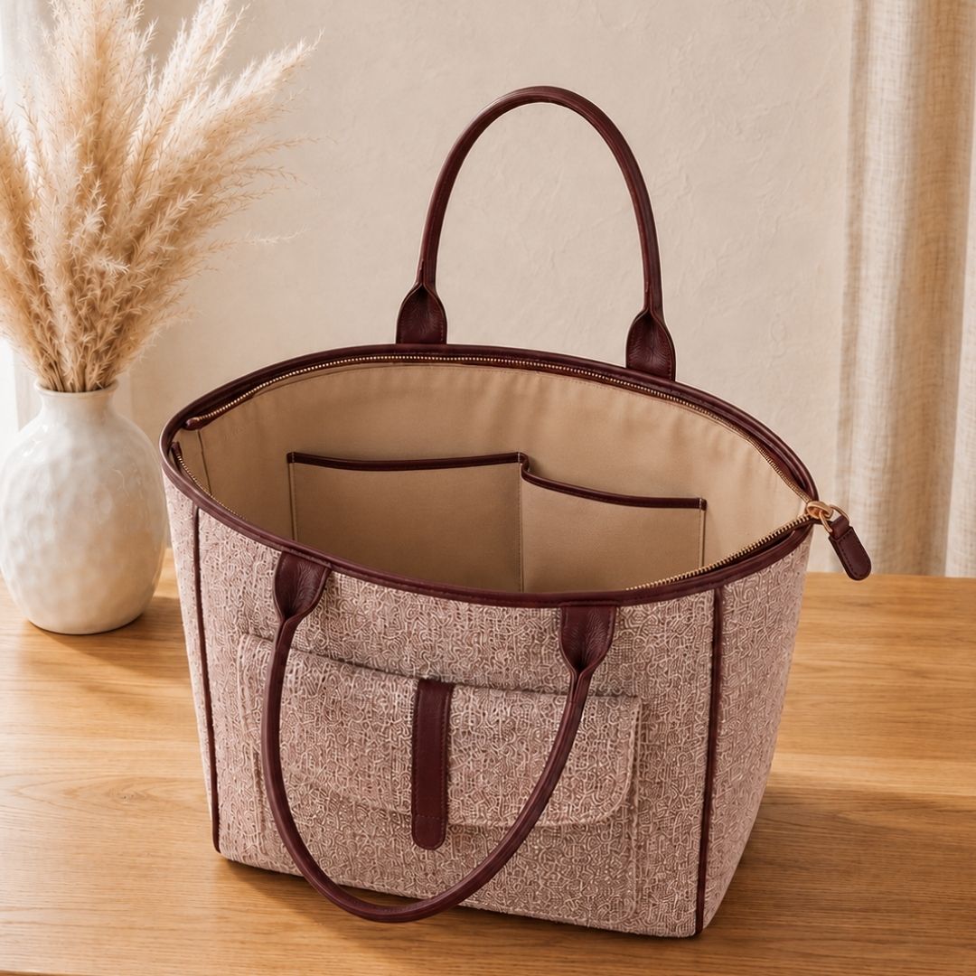 Bronze Shimmer Tote With Front Pocket
