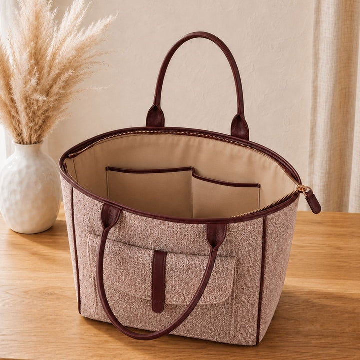Bronze Shimmer Tote With Front Pocket