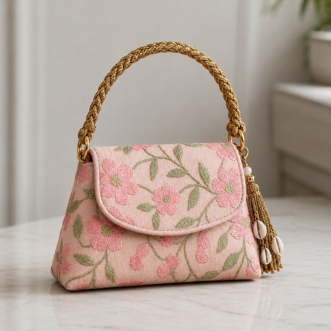Elegant Tassel Clutch - Sequined Pink