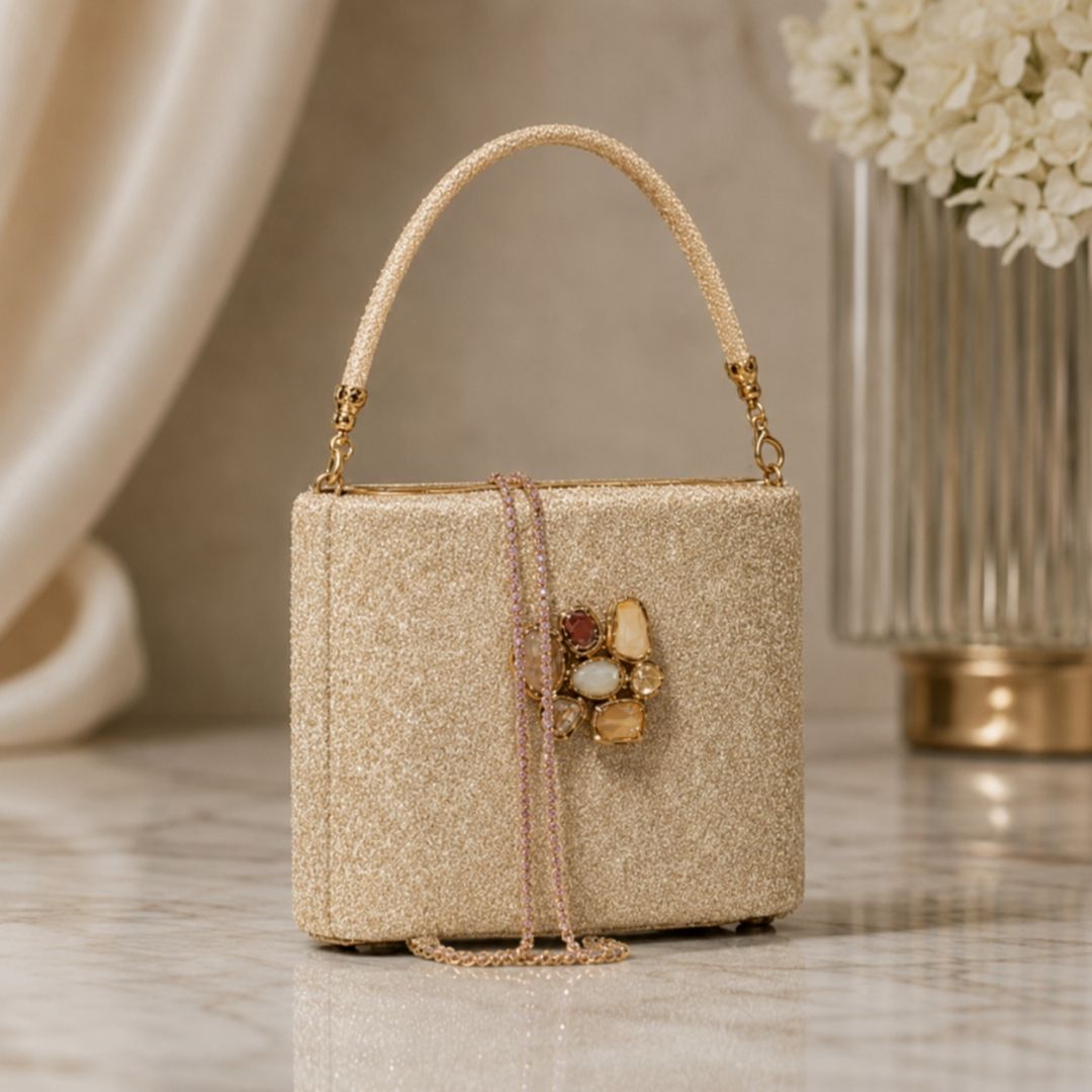 Crystal Encrusted Sequin Clutch