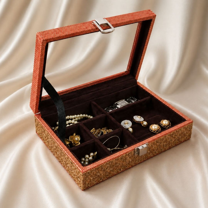Brocade Earring  Box Peach