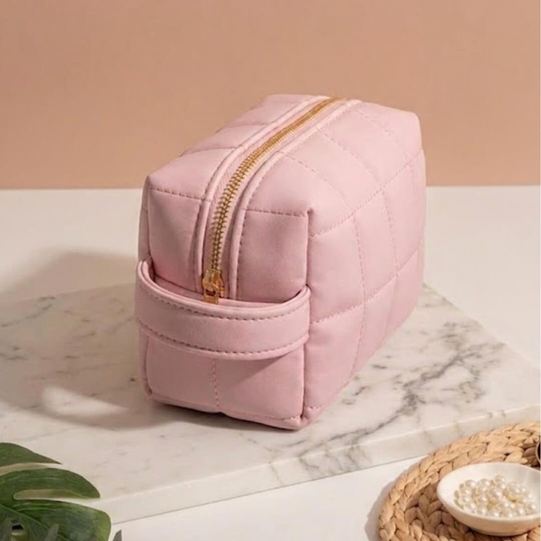Pastel Pink Makeup Pouch