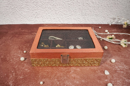 Brocade Earring  Box Peach