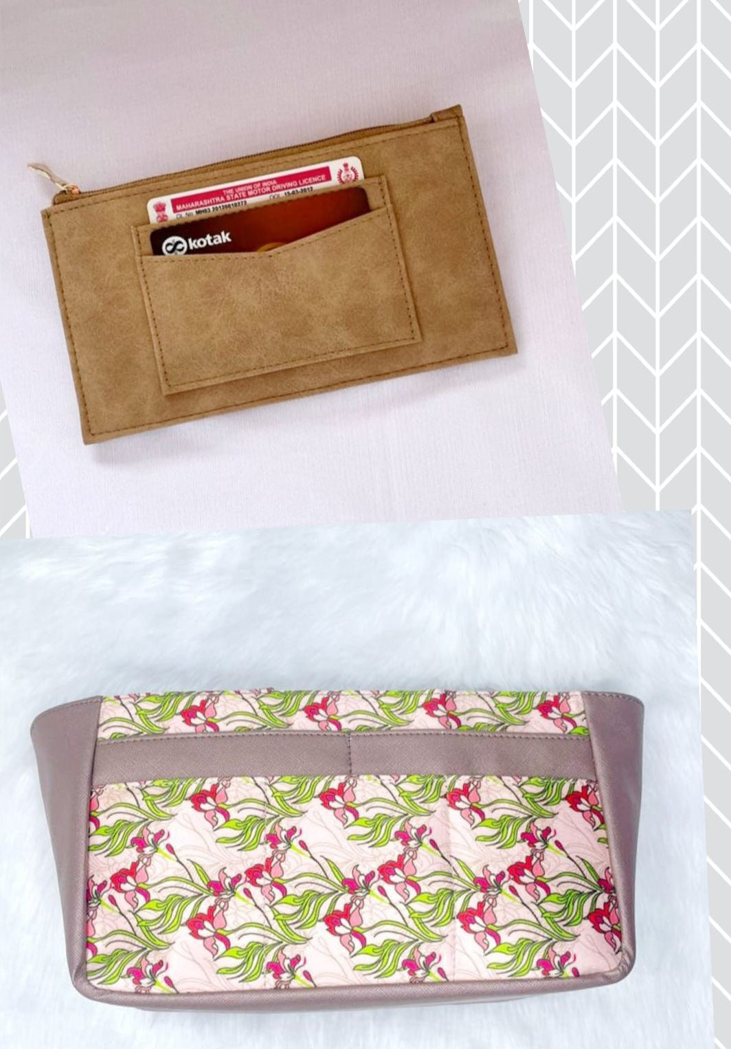 Purse Organizer + credit card wallet Combo.                 4 prints