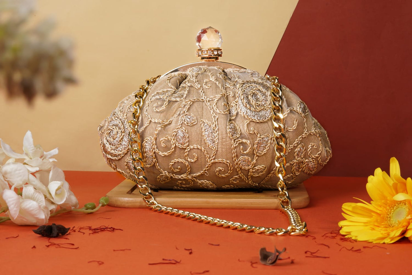 Potli Clutch with gold work