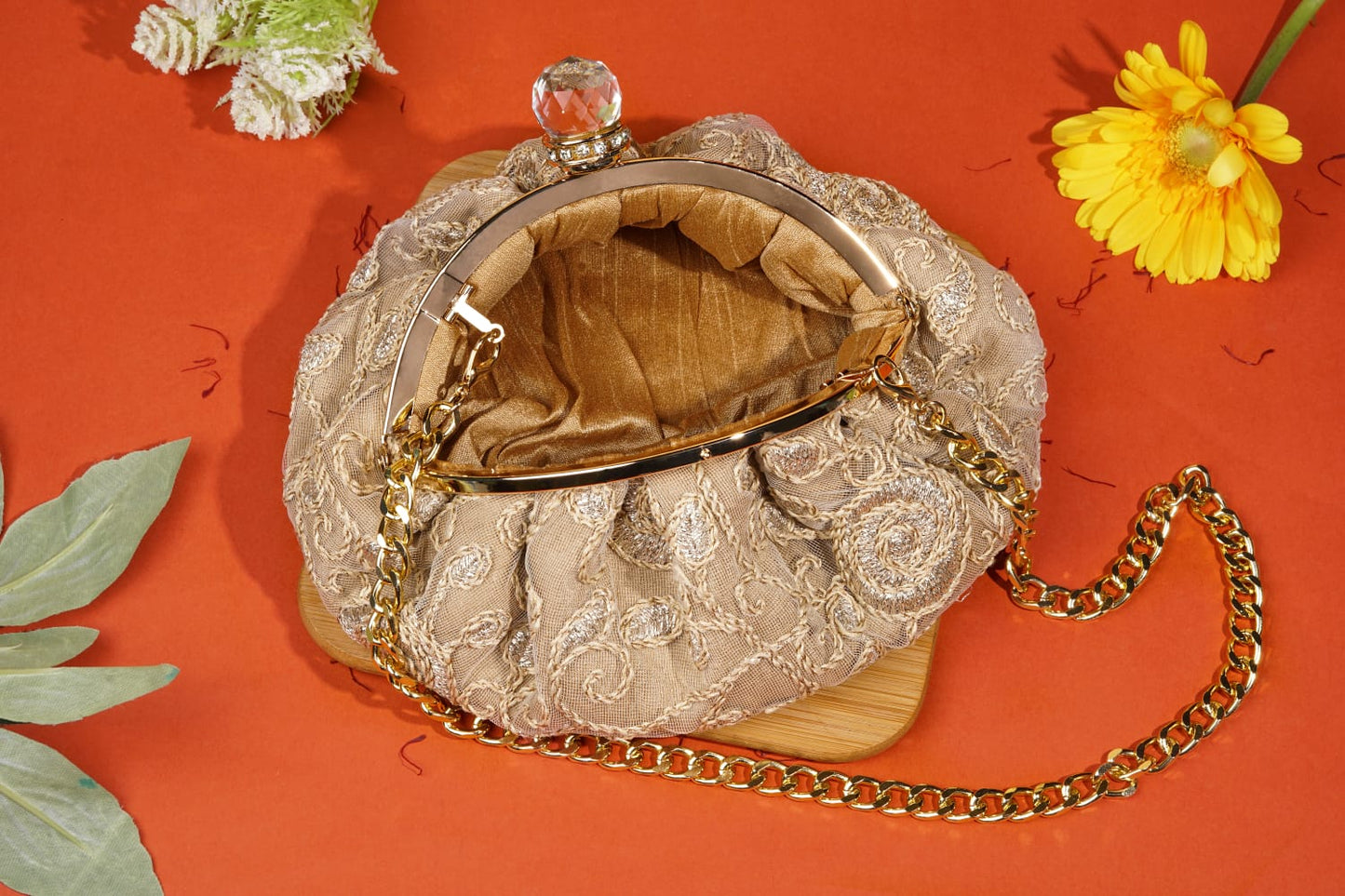 Potli Clutch with gold work