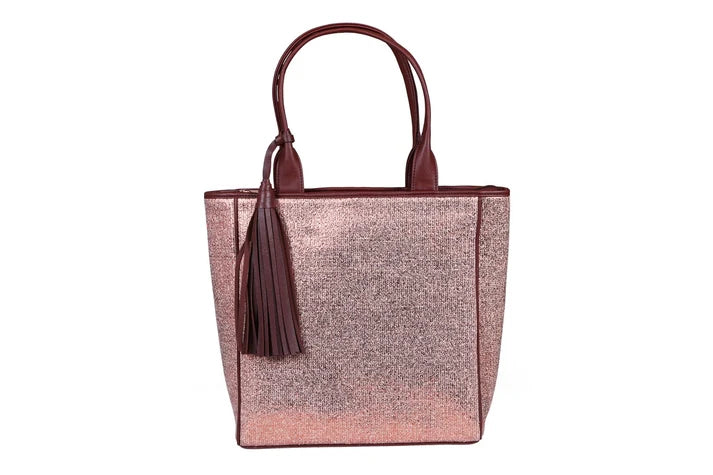 Bronze Shimmer Tote With Tassels