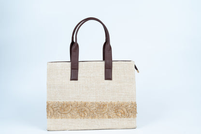 Ivory Tote with Border