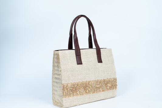 Ivory Tote with Border