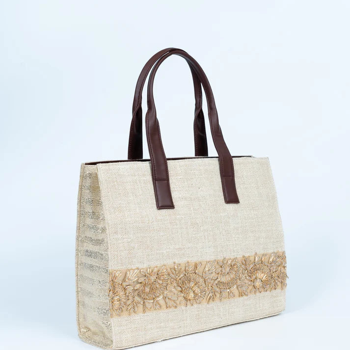 Ivory Tote with Border