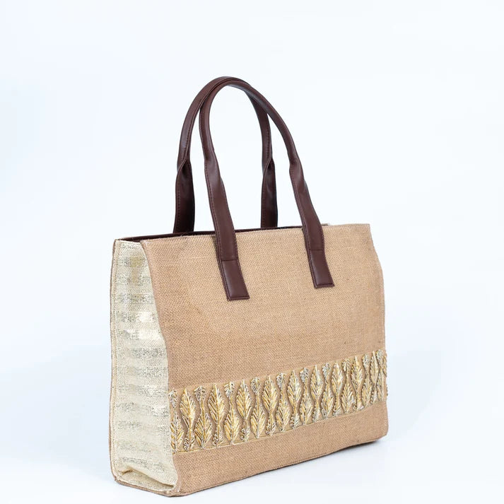 Dusty Brown Tote with Border