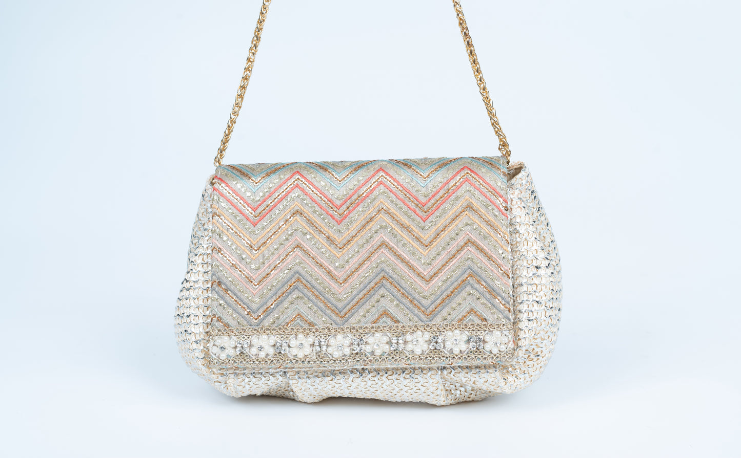 Silver Flap Clutch