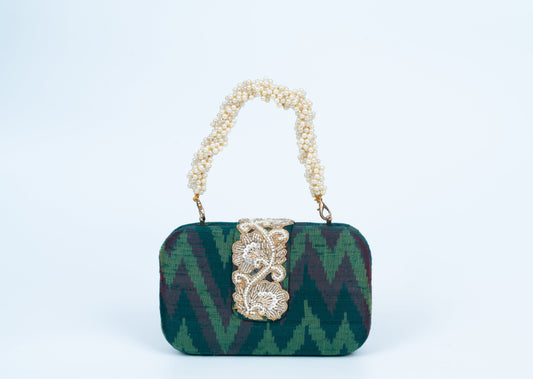 Green Ikat Box Clutch