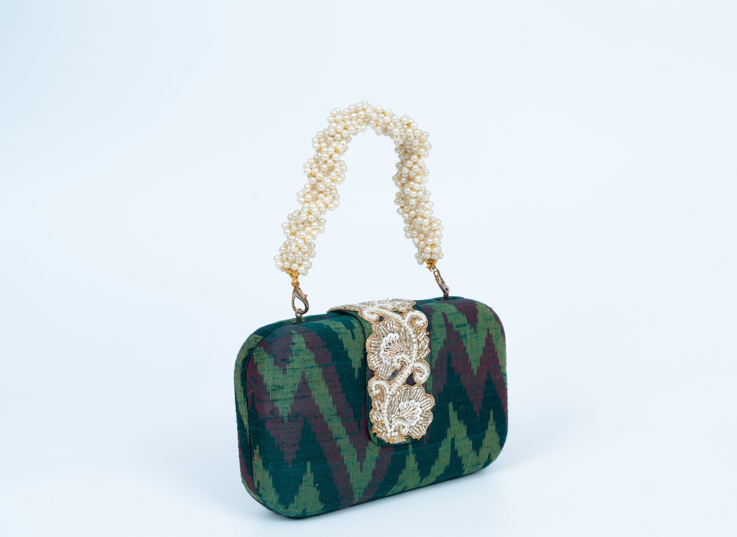 Green Ikat Box Clutch