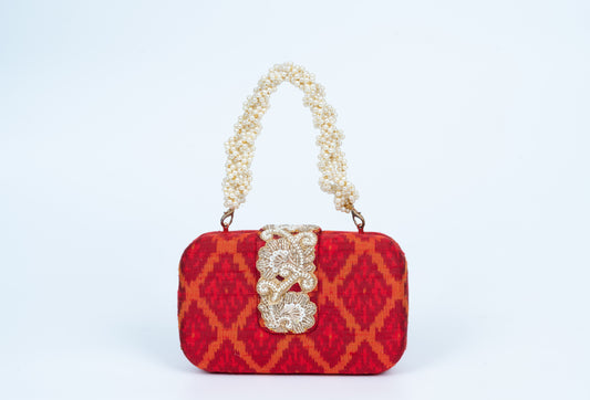 Red ikat Box Clutch