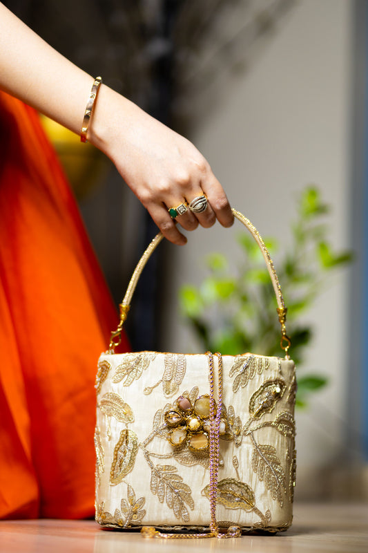 Crystal encrusted Ivory clutch