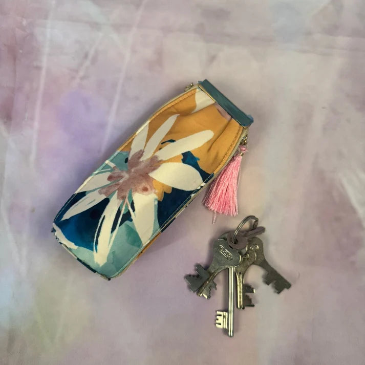 Floral Blue Key Pouch