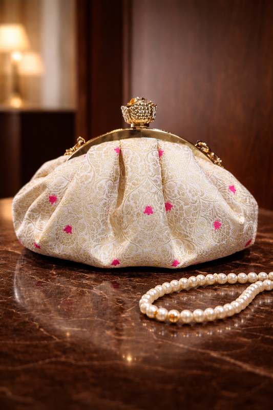 Potli Clutch with pink accents