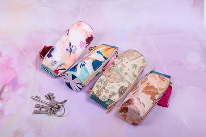 Floral Blue Key Pouch
