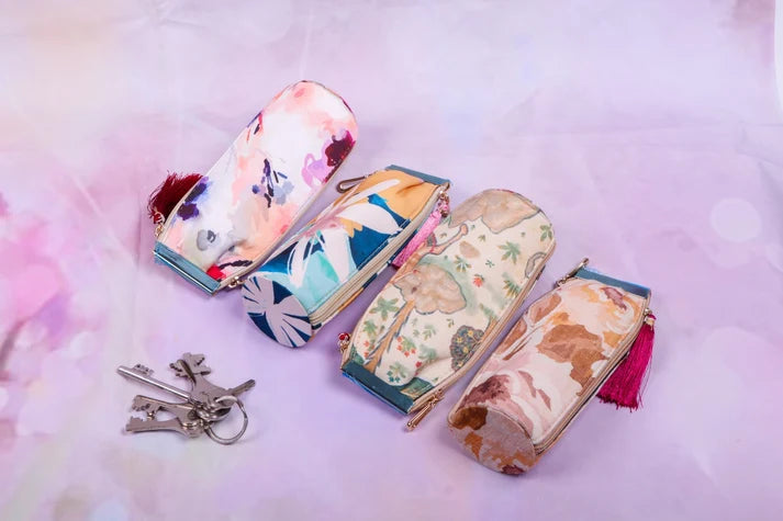 Floral Blue Key Pouch