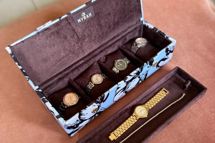 Floral Blue Watch Box
