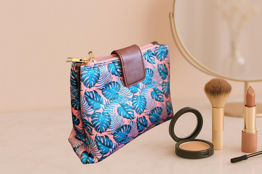 Azure Leaf Makeup Pouch